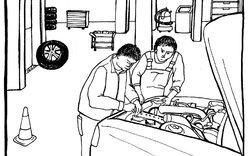 automechanik - zaměstnání - omalovánka
