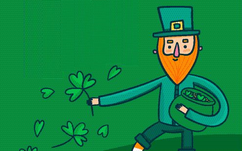 svatý Patrik s trojlístky,