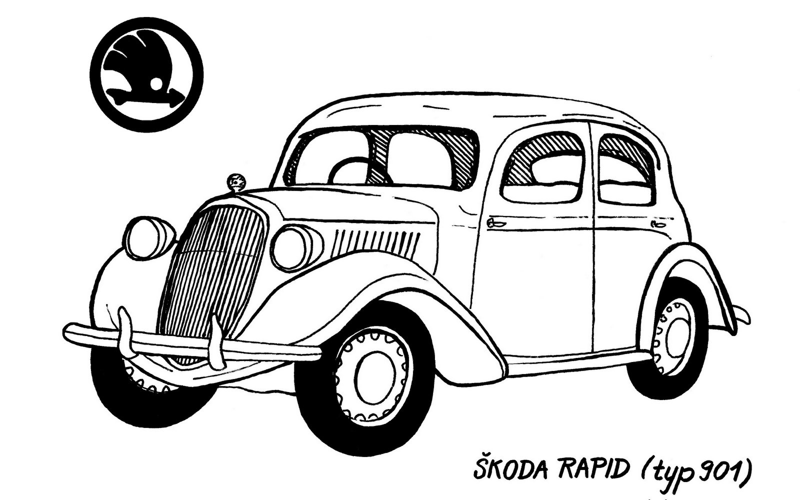 Škoda Rapid, typ 901. Omalovánka, Malbuch, Coloring Book