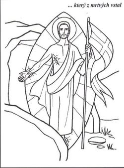 Omalovánka Ježíš v Getsemanské zahradě, Ježíš nese kříž, Vzkříšení