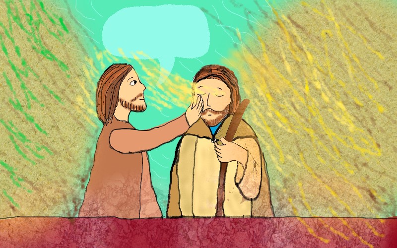 Ježíš uzdravuje slepce Bartimaia