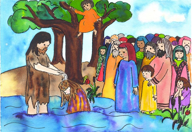 Jan křtí zástupy
