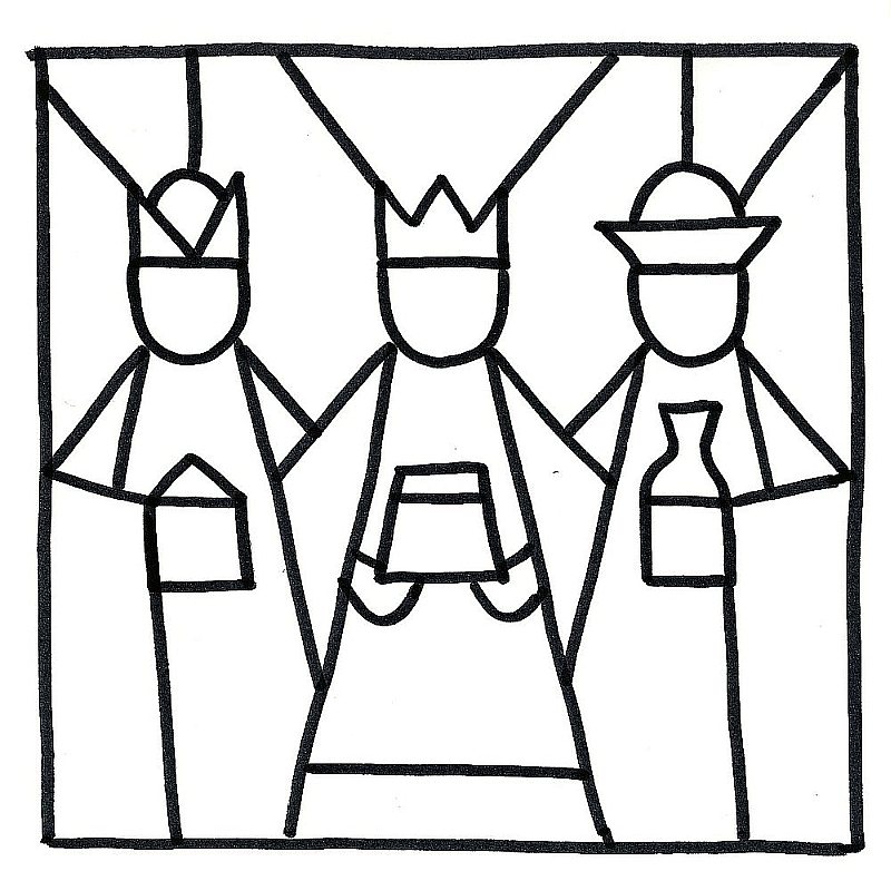 Šablona Tří králů k vybarvení slupovacími barvami 2