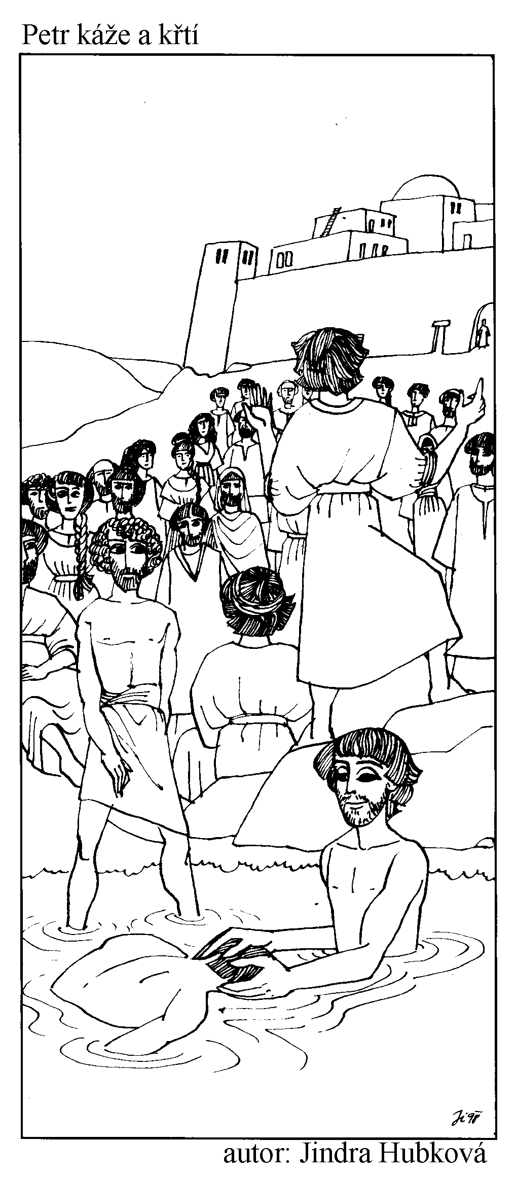 Petr káže a křtí