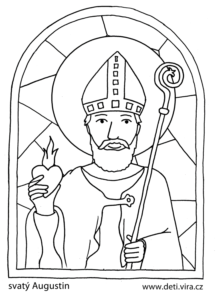 šablona vitráž omalovánka Augustin