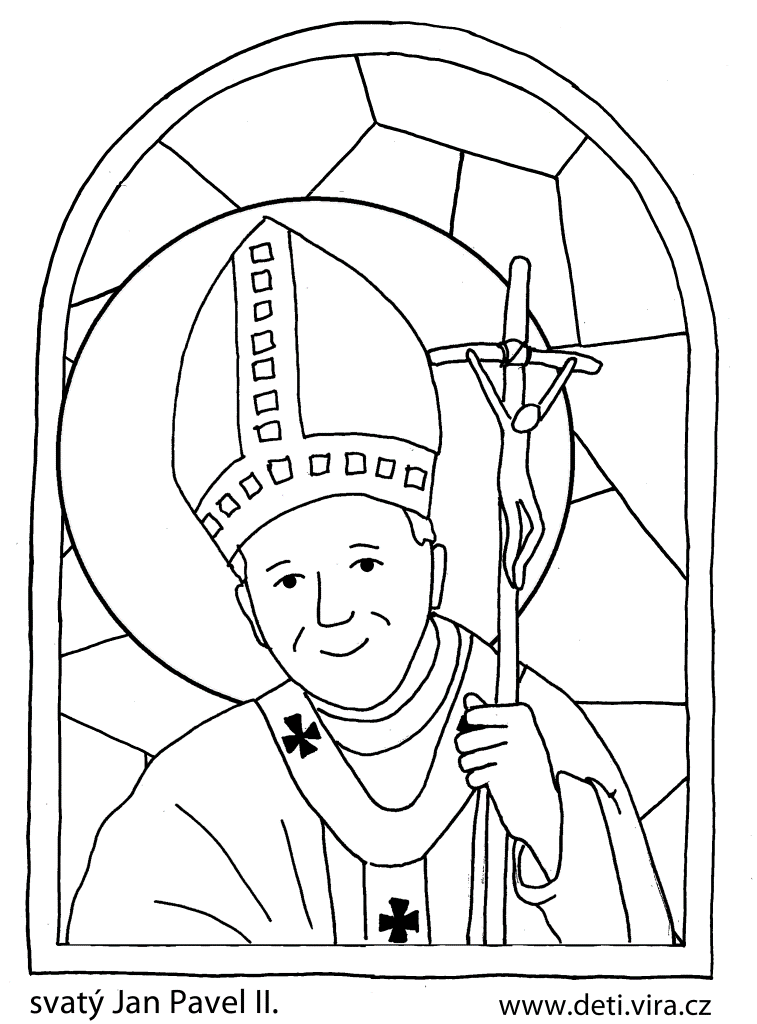 omalovánka, šablona na sklo, vitráž, Jan Pavel II