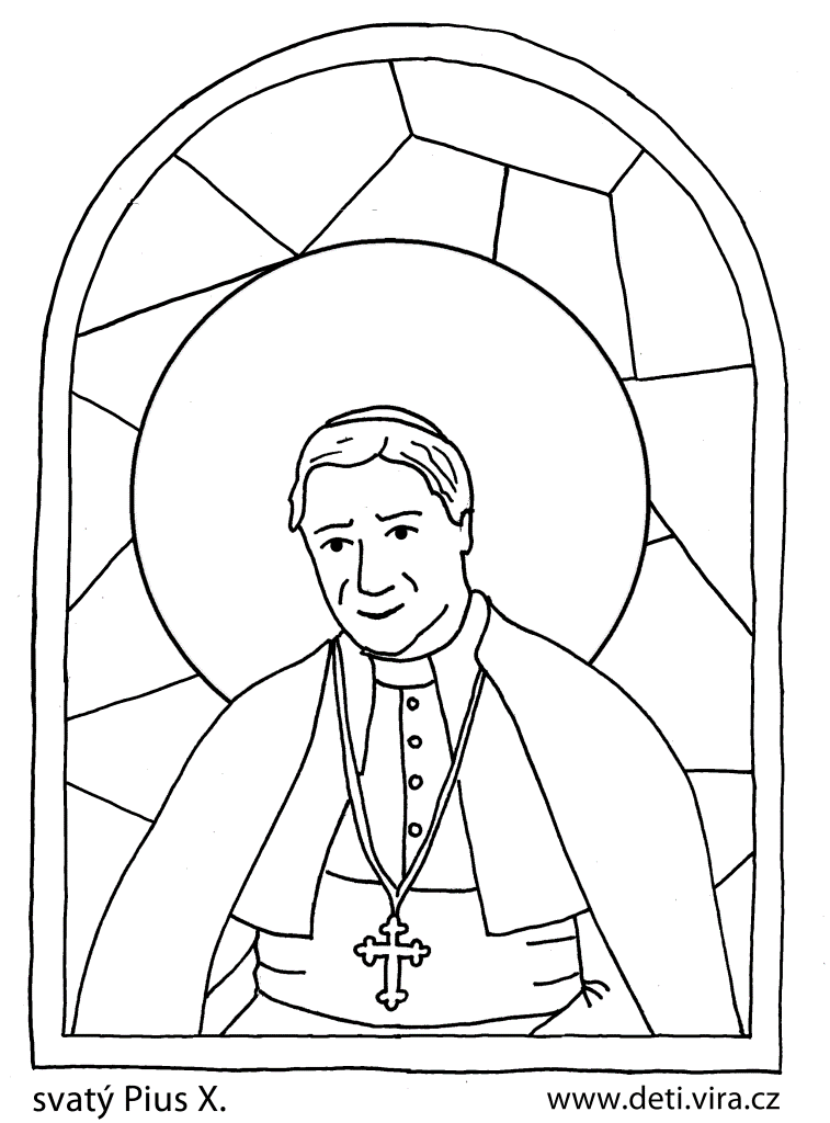omalovánka, šablona na sklo, vitráž, papež Pius X